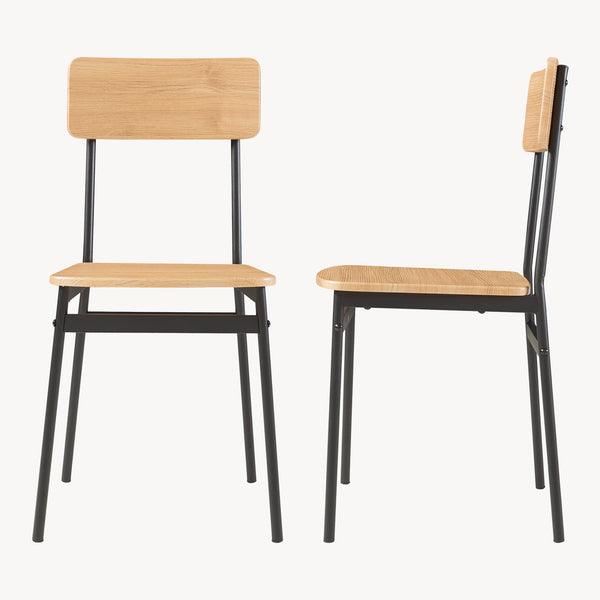 Grupo de comedor Pollenev 5 piezas Negro/Aspecto roble [en.casa]