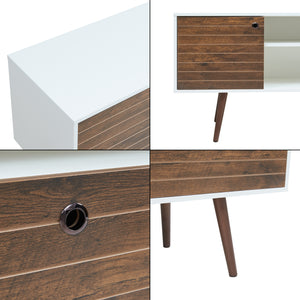 Mueble de televisión Vare 165x40x66 cm Blanco/Aspecto nogal [en.casa]