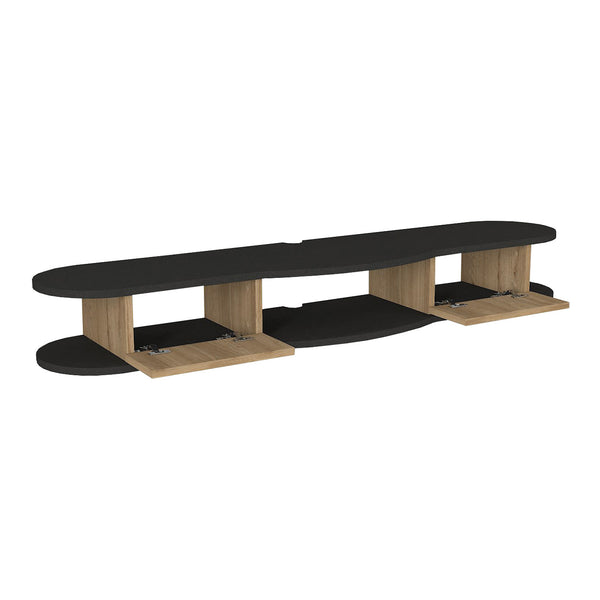 Mueble bajo de TV colgante Nyskiri 150x35x19 cm Antracita/Aspecto roble [en.casa]