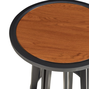 Mesa auxiliar Burgess 51xØ51 cm Negro/Aspecto nogal [en.casa]