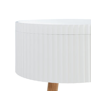 Mesa auxiliar Bongard con espacio de almacenamiento Ø38x48 cm Blanco [en.casa]
