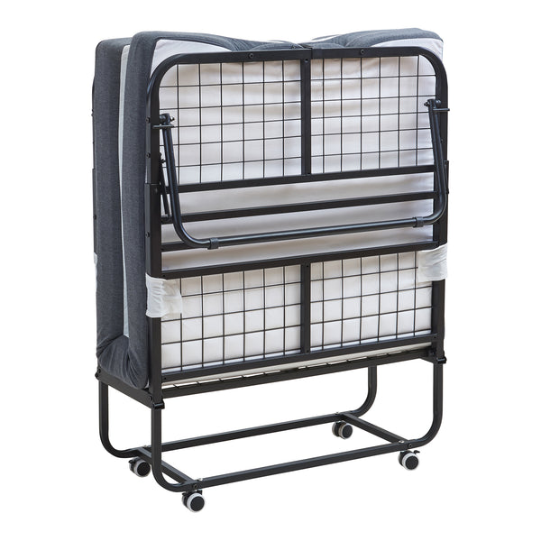 Cama plegable de metal Borjavle con colchón 200x90cm Negro [en.casa]