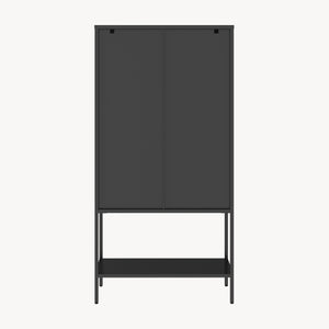Vitrina Borshavisa de acero, 2 puertas, 160x80x35 cm, negro [en.casa]