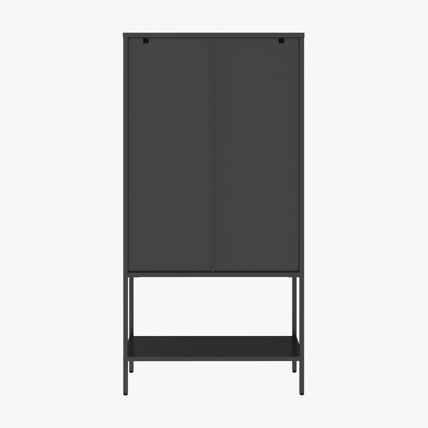 Vitrina Borshavisa de acero, 2 puertas, 160x80x35 cm, negro [en.casa]