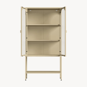 Vitrina Klippestad con 2 puertas arqueadas acero 160x80x35cm Camel [en.casa]