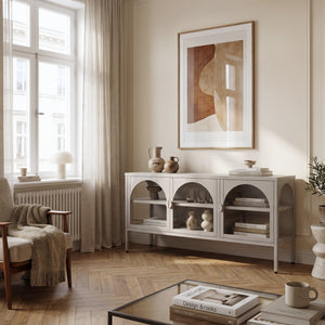 Vitrina Klippestad con 3 puertas arqueadas acero 118x35x55cm Gris cálido [en.casa]
