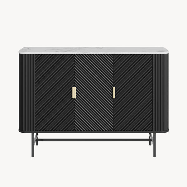 Aparador Olvehok com 3 portas 110x40x77cm - Negro [en.casa]