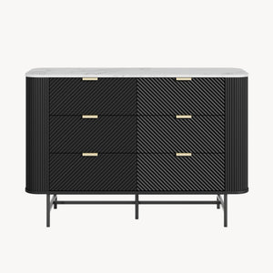 Cómoda Olvehok 120x40x81 cm Negro/efecto mármol, blanco [en.casa]