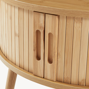 Mesa de noche Nordkapp redonda bambú 45xØ60cm Natural [en.casa]