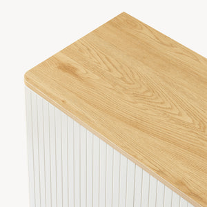 Aparador Ferrersp con 2 puertas 80x80x40 cm aspecto roble/color arena [en.casa]