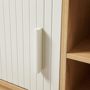 Mueble de televisión Ferrersp con 2 puertas 140x40x45 cm aspecto roble/color arena [en.casa]