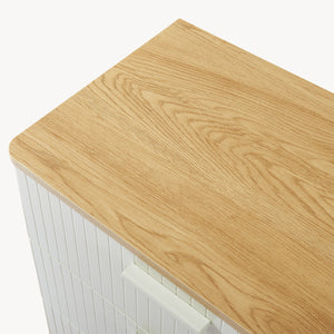 Cómoda Ferrersp con 3 cajones 70x60x40 cm aspecto roble/color arena [en.casa]