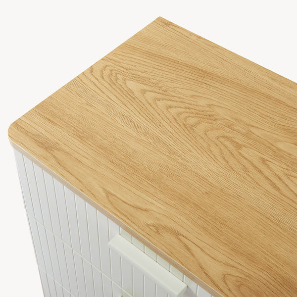 Cómoda Ferrersp con 3 cajones 70x60x40 cm aspecto roble/color arena [en.casa]