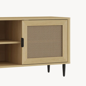 Mueble de televisión Lukhomso 152x40x54 cm aspecto roble/aspecto ratán [en.casa]