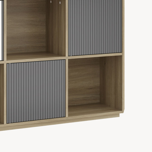 Aparador Trömi 75x120x30 cm efecto roble/gris [en.casa]