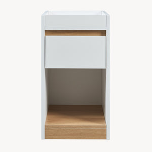 Mesita de noche Lure 55x30x35 cm Blanco/Aspecto roble [en.casa]