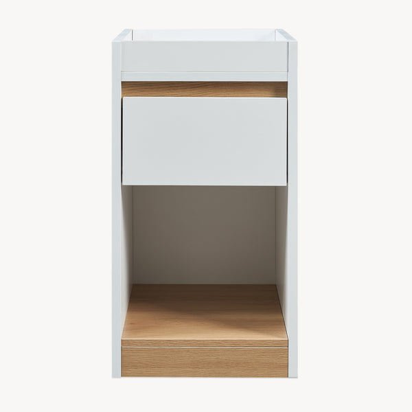 Mesita de noche Lure 55x30x35 cm Blanco/Aspecto roble [en.casa]