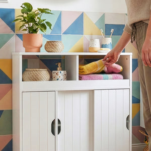 Armario rodante delgado Fadeskimma con 3 puertas 72x70x20cm - Blanco [en.casa]