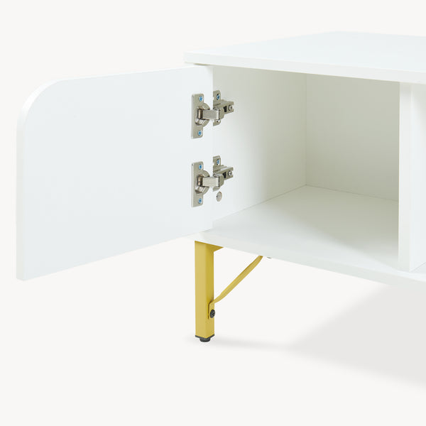 Mesa de centro Reyri 80x45x42 cm Blanco/Dorado