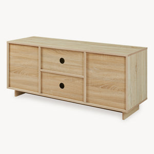 Mueble de TV Kenta con compartimentos 120x39x52 cm - Roble sonoma / Blanco [en.casa]