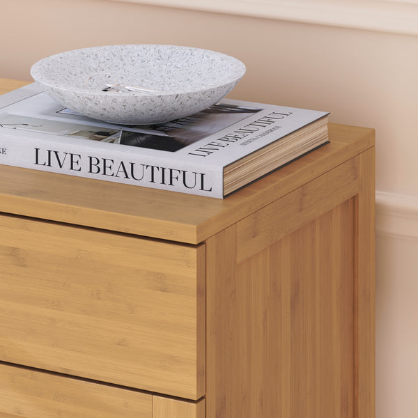 Zapatero Aarela 2 puertas + cajón bambú 67x66x34cm Natural [en.casa]