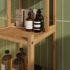 Estantería de baño Anun 4 compartimentos bambú 128x30x30cm - Natural [en.casa]