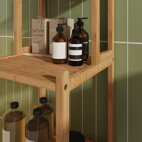 Estantería de baño Anun 4 compartimentos bambú 128x30x30cm - Natural [en.casa]