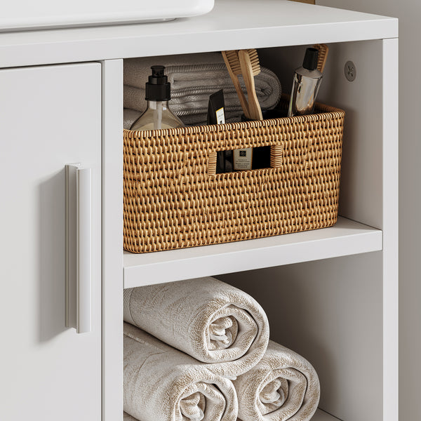 Mueble bajo lavabo Kulaik 1 puerta 3 estantes 51x60x32cm - Blanco [en.casa]