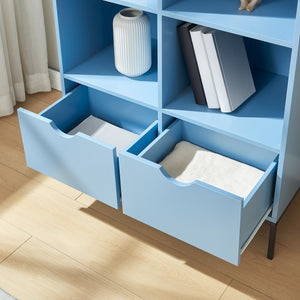 Bücherregal mit 2 Schubladen Colwyn 105x80x40 cm Blau [en.casa]