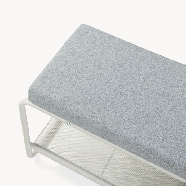 Banco zapatero Jässaatka metal/textil 100x32x46cm - Gris [en.casa]