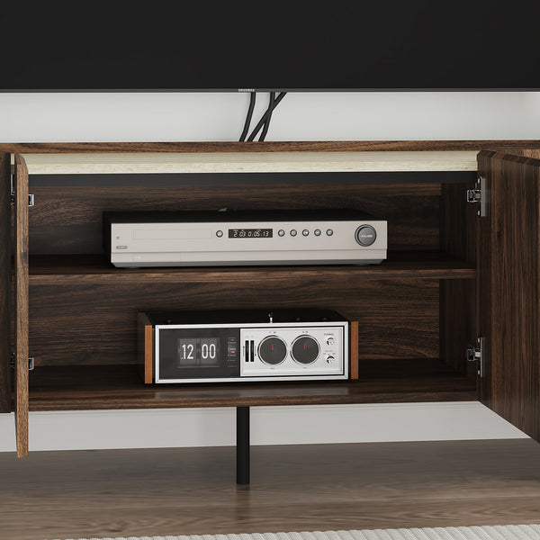 Mueble de televisión Trorlon 160x40x55 cm aspecto nogal/travertino [en.casa]