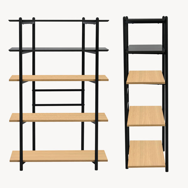 Estantería Kappespoo 124x80x35 cm Negro/Aspecto roble [en.casa]
