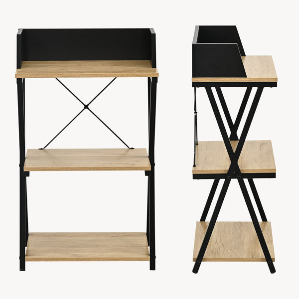 Estantería Kappespoo 84x50x30 cm Negro/Aspecto roble [en.casa]