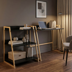 Estantería Kuomi 84x53x47 cm Beige/Gris Oscuro [en.casa]