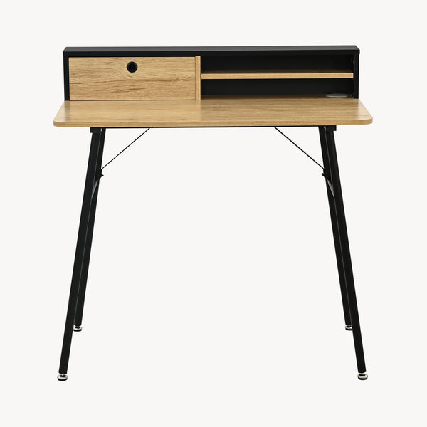 Escritorio Var 93x90x50 cm Negro/Aspecto roble [en.casa]