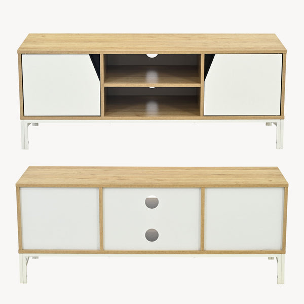 Mueble de televisión Kerrköndam 120x40x46 cm aspecto roble/blanco [en.casa]