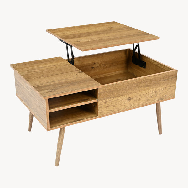 Mesa de centro Vasdabod con tapa elevable 96x59x50 cm aspecto roble [en.casa]