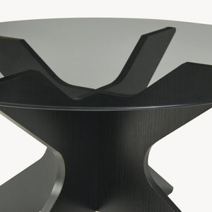 Mesa de centro Imi con tablero de vidrio Ø70x35 cm Negro/Gris [en.casa]