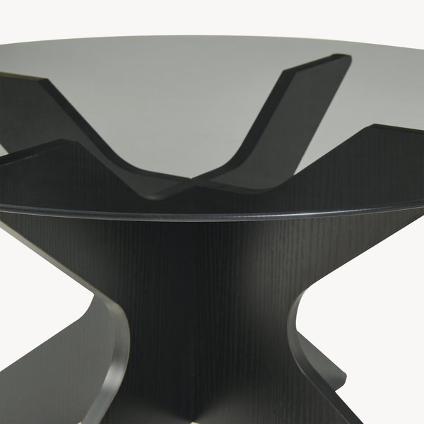 Mesa de centro Imi con tablero de vidrio Ø70x35 cm Negro/Gris [en.casa]