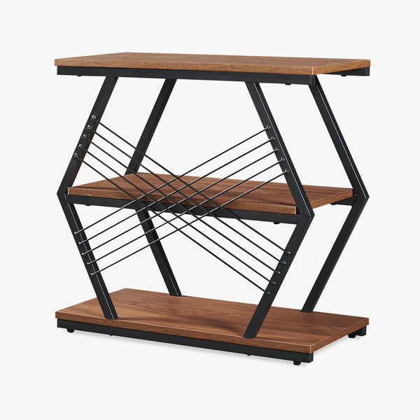 Mesa auxiliar Nolarg 65x30x61 cm Negro/Aspecto nogal [en.casa]