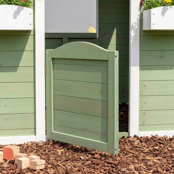 Casita de juegos para niños Kuoldsvin Madera de abeto 144x102x90 cm Verde/Blanco [en.casa]