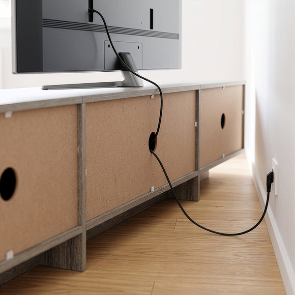 Mueble de televisión Kapipimso con 3 puertas abatibles 194x31x37 cm efecto roble, gris [en.casa]