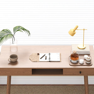 Escritorio Habo con cajón 74 x 115 x 48 cm Aglomerado/Metal Efecto Madera Tono Oscuro [es.casa] 