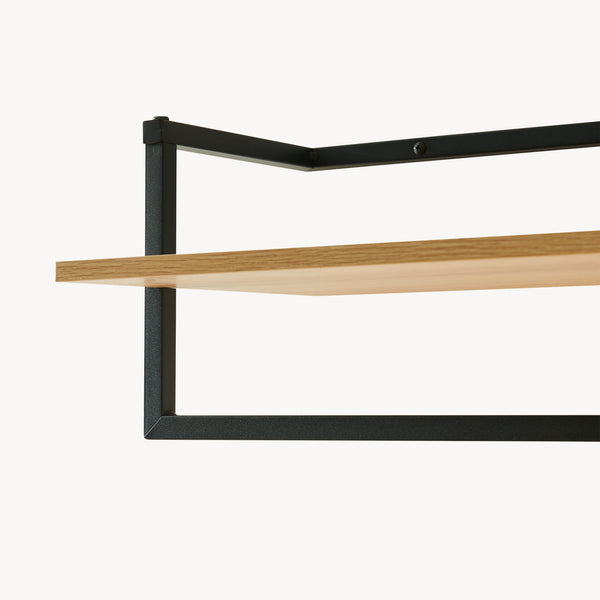 Perchero mural Evje con estante acero 80x30x20cm - Efecto Madera/Negro [en.casa]