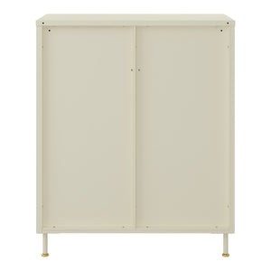 Aparador Lindau Acero 97x80x40 cm Blanco crema [en.casa]
