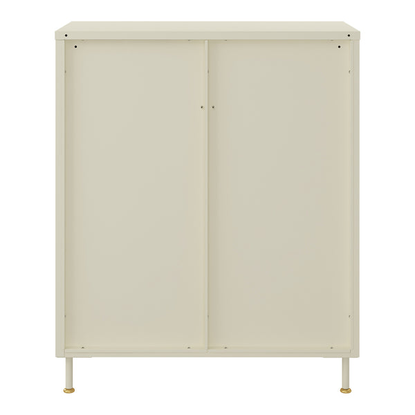 Aparador Lindau Acero 97x80x40 cm Blanco crema [en.casa]