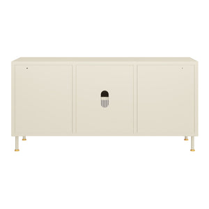 Mueble de TV Lindau Acero 120x40x59 cm Blanco crema [en.casa]