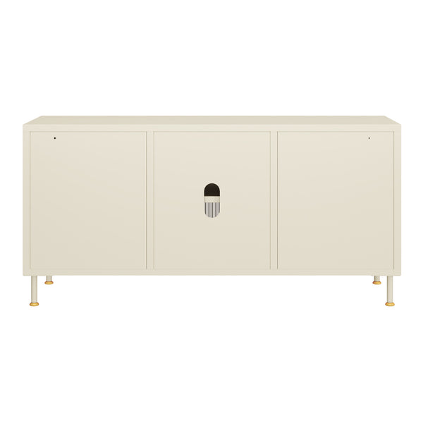 Mueble de TV Lindau Acero 120x40x59 cm Blanco crema [en.casa]