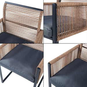 Conjunto de muebles de jardín Accadia 3 piezas Negro/Marrón [casa.pro]