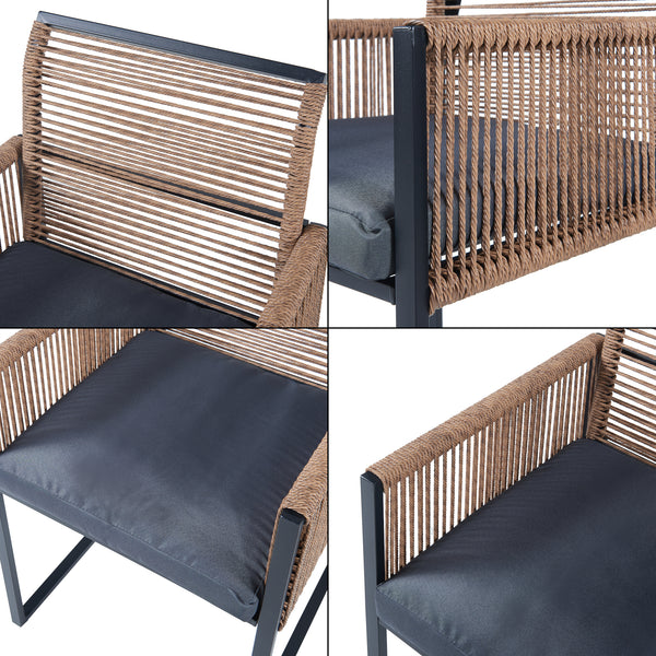 Conjunto de muebles de jardín Accadia 3 piezas Negro/Marrón [casa.pro]
